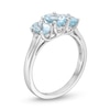 Thumbnail Image 3 of Oval Aquamarine and Diamond Accent Three Stone Ring in Sterling Silver