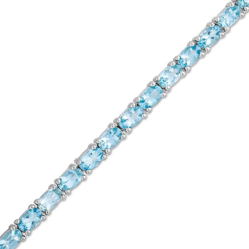 Oval Aquamarine Line Bracelet in Sterling Silver - 7.25"