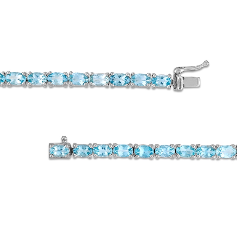 Oval Aquamarine Line Bracelet in Sterling Silver - 7.25"