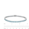 Thumbnail Image 3 of Oval Aquamarine Line Bracelet in Sterling Silver - 7.25"