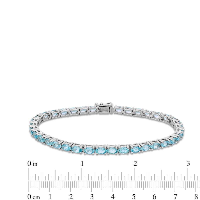 Oval Aquamarine Line Bracelet in Sterling Silver - 7.25"