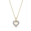 Thumbnail Image 1 of 1/4 CT. T.W. Baguette-Cut and Round Diamond Double Frame Heart Pendant in 10K Gold