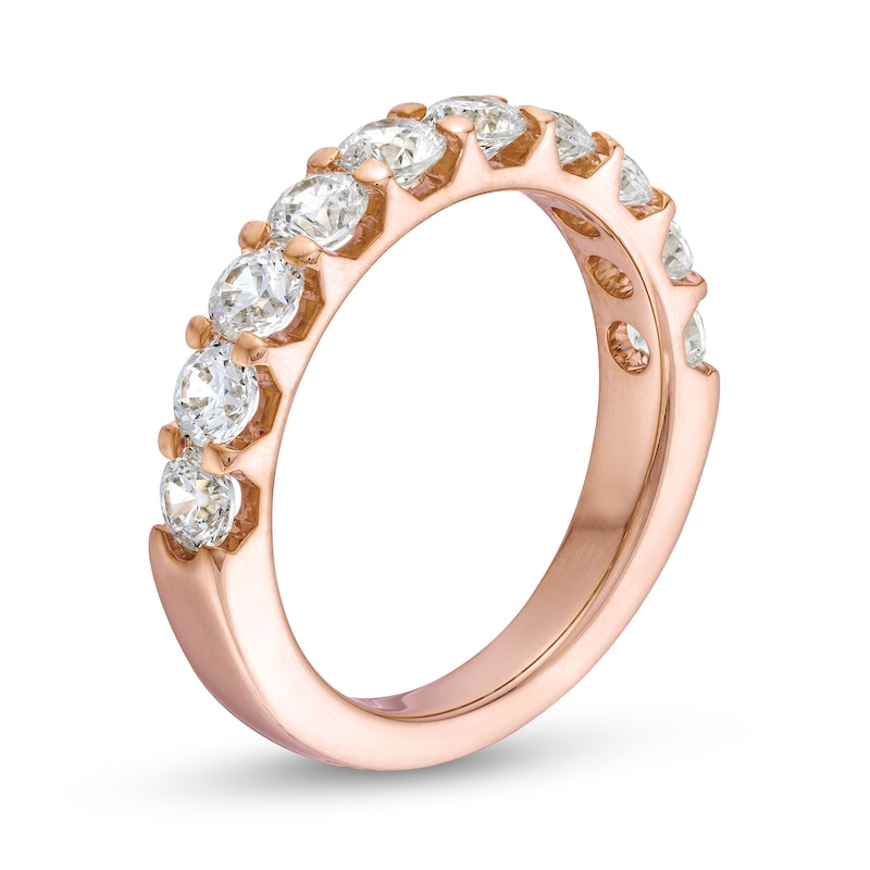 Main Image 3 of 1-1/2 CT. T.W. Diamond Ten Stone Anniversary Band in 10K Rose Gold