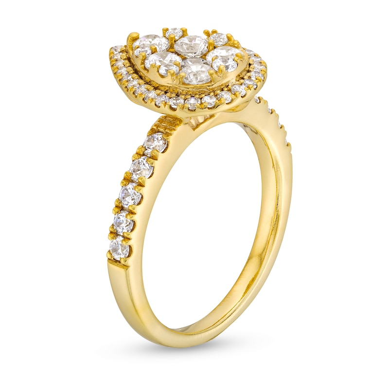 1-1/4 CT. T.W. Pear-Shaped Multi-Diamond Frame Engagement Ring in 14K Gold