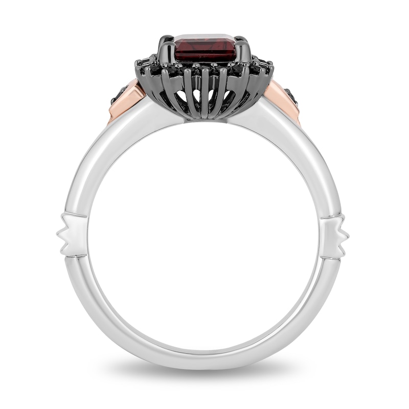 Main Image 3 of Enchanted Disney Villains Evil Queen Garnet and Diamond Heart-Sides Ring in Two-Tone Silver and 10K Rose Gold