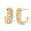 Thumbnail Image 1 of 1 CT. T.W. Diamond Honeycomb J-Hoop Earrings in 10K Gold