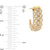 Thumbnail Image 2 of 1 CT. T.W. Diamond Honeycomb J-Hoop Earrings in 10K Gold