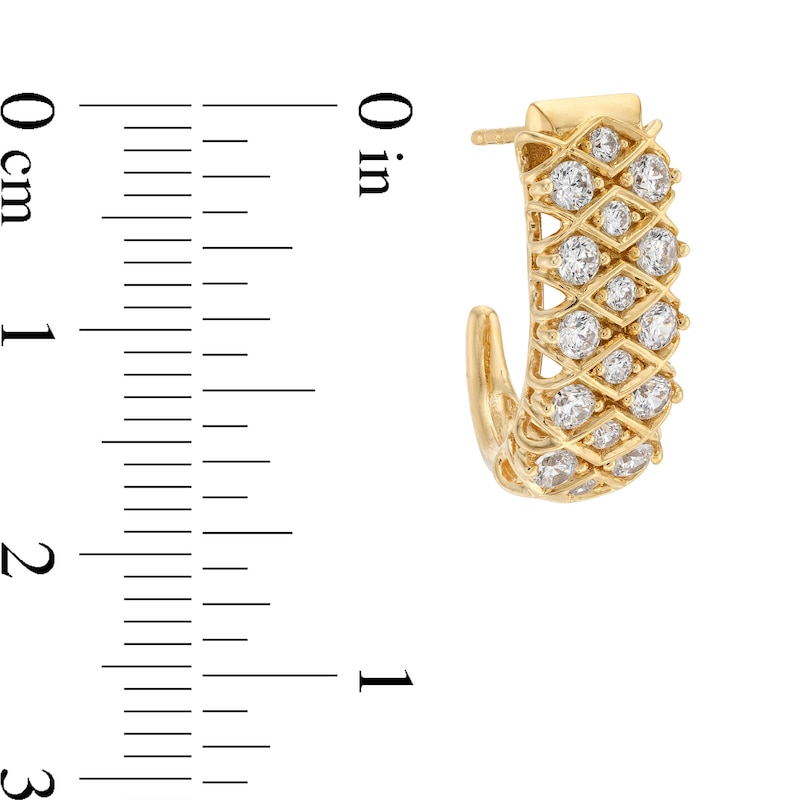 Main Image 2 of 1 CT. T.W. Diamond Honeycomb J-Hoop Earrings in 10K Gold