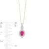 Thumbnail Image 2 of Oval-Shaped Ruby and 1/10 CT. T.W. Diamond Swirl Frame Pendant in 10K Gold