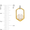 Thumbnail Image 3 of 6.0-6.5mm Freshwater Cultured Pearl and Diamond Accent Hexagon Frame Drop Earrings in 10K Gold