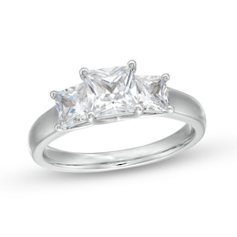 2 CT. T.W. Princess-Cut Certified Lab-Created Diamond Past Present Future® Engagement Ring in 14K White Gold (F/VS2)