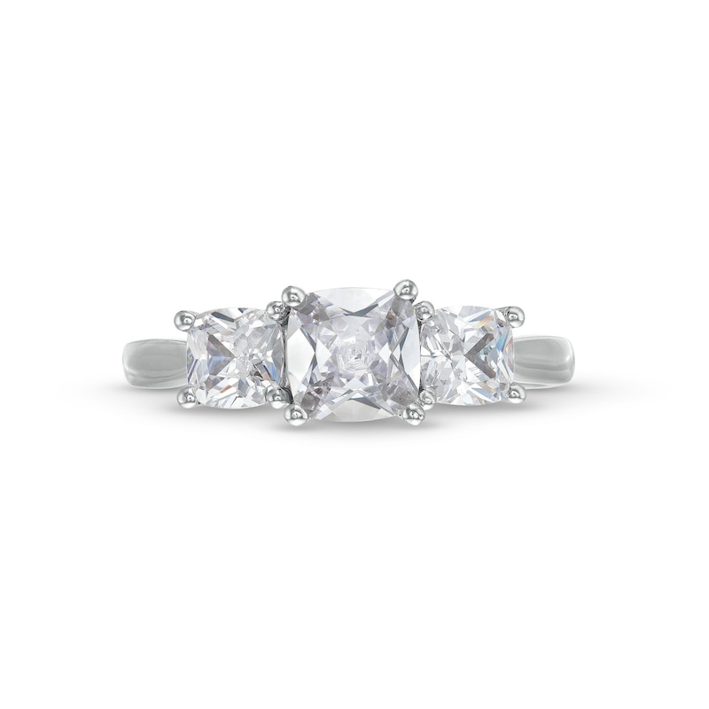 2 CT. T.W. Cushion-Cut Certified Lab-Created Diamond Past Present Future® Engagement Ring in 14K White Gold (F/VS2)