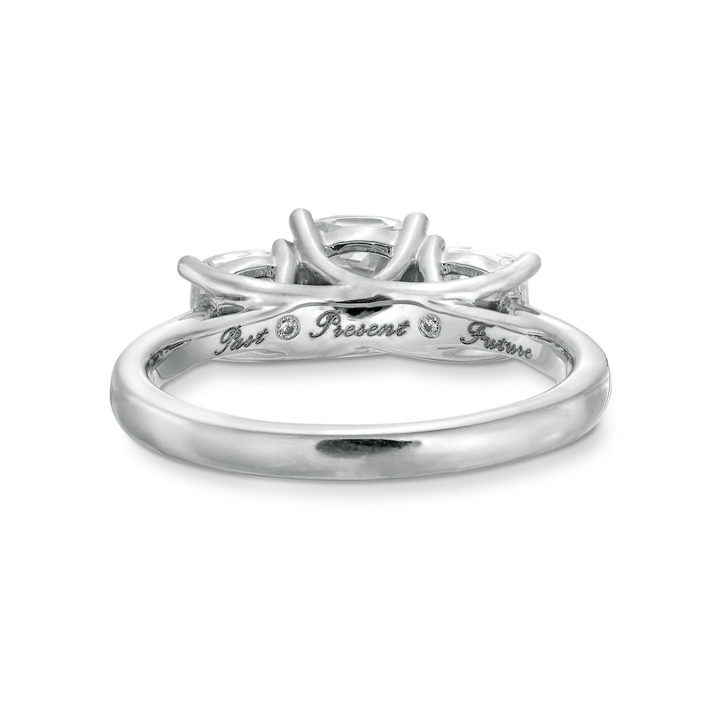 Main Image 5 of 2 CT. T.W. Cushion-Cut Certified Lab-Created Diamond Past Present Future® Engagement Ring in 14K White Gold (F/VS2)