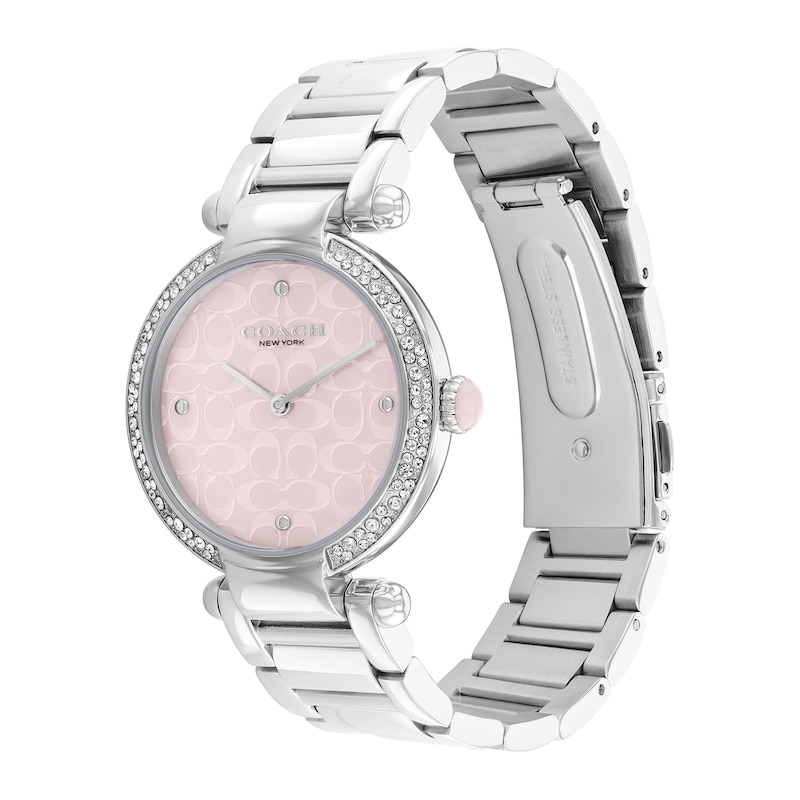 Ladies' Coach Cary Crystal Accent Watch with Pink Mother-of-Pearl Dial (Model: 14504182)