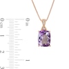 Thumbnail Image 3 of Cushion-Cut Amethyst and White Lab-Created Sapphire Pendant in Sterling Silver with 14K Rose Gold Plate