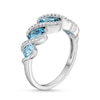 Thumbnail Image 3 of Oval Blue Topaz and White Lab-Created Sapphire Cascading Five Stone Ring in Sterling Silver