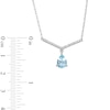 Thumbnail Image 3 of Pear-Shaped Aquamarine Dangle and White Lab-Created Sapphire Chevron Bar Necklace in Sterling Silver