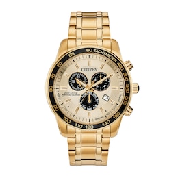 Men's Citizen Eco-Drive® Brycen Gold-Tone Chronograph Watch with Gold-Tone Dial (Model: BL5512-59P)