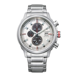 Men's Citizen Eco-Drive® Weekender Chronograph Watch with Silver Dial (Model: CA0736-54A)