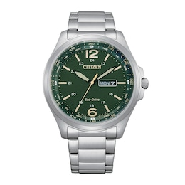 Men's Citizen Eco-Drive® Classic Watch with Green Dial (Model: AW0110-58X)