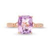 Thumbnail Image 3 of Cushion-Cut Amethyst and White Lab-Created Sapphire Cocktail Ring in Sterling Silver with 14K Rose Gold Plate - Size 7
