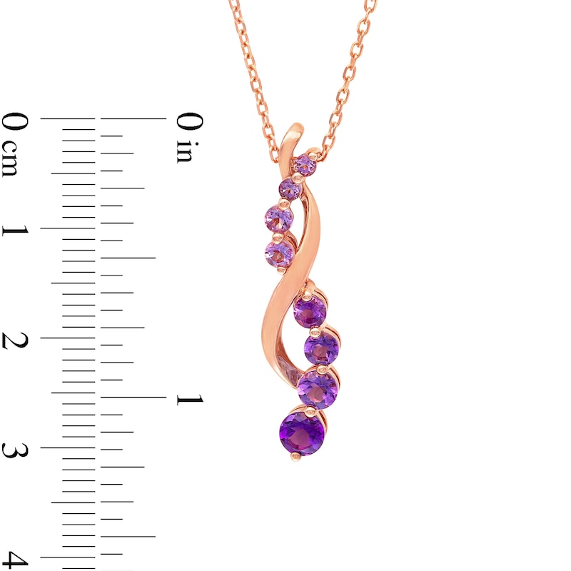 Main Image 4 of Journey Amethyst Twist Ribbon Pendant in Sterling Silver with 14K Rose Gold Plate