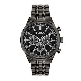 Men's Bulova Gunmetal Grey IP Chronograph Watch with Black Dial (Model: 98A217)