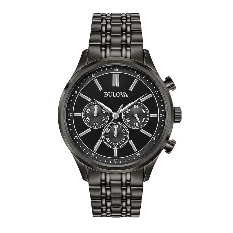 Men's Bulova Gunmetal Grey IP Chronograph Watch with Black Dial (Model: 98A217)