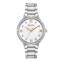 Ladies' Bulova Crystal Accent Watch with Mother-of-Pearl Dial (Model: 96L263)