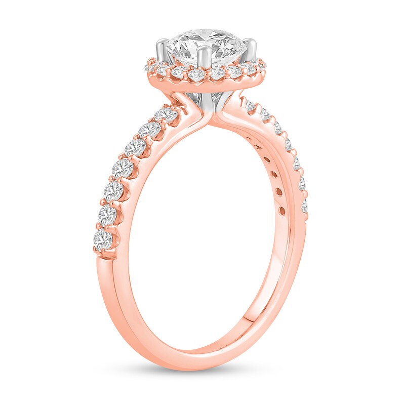 Main Image 2 of 1-1/2 CT. T.W. Certified Lab-Created Diamond Frame Engagement Ring in 14K Rose Gold (F/VS2)