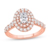 Thumbnail Image 1 of 1-1/2 CT. T.W. Oval Certified Lab-Created Diamond Double Frame Engagement Ring in 14K Rose Gold (F/VS2)