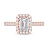 Thumbnail Image 3 of 1-1/2 CT. T.W. Emerald Certified Lab-Created Diamond Frame Engagement Ring in 14K Rose Gold (F/VS2)