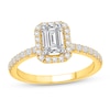 Thumbnail Image 1 of 1-1/2 CT. T.W. Emerald Certified Lab-Created Diamond Frame Engagement Ring in 14K Gold (F/VS2)