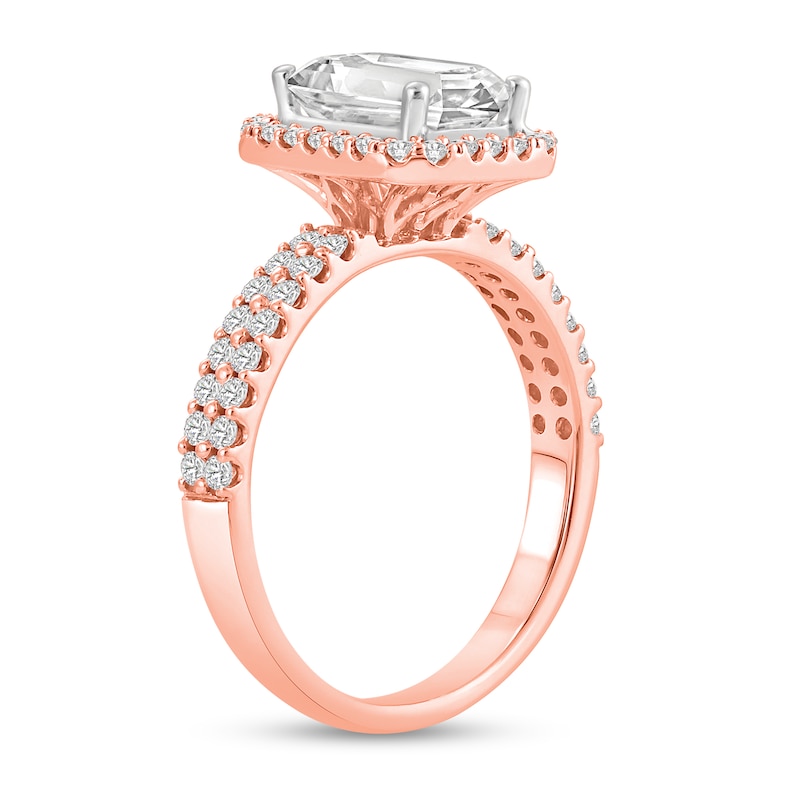 Main Image 2 of 2 CT. T.W. Emerald Certified Lab-Created Diamond Frame Engagement Ring in 14K Rose Gold (F/VS2)