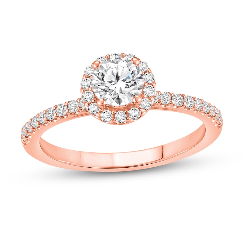 Main Image 1 of 3/4 CT. T.W. Certified Lab-Created Diamond Frame Engagement Ring in 14K Rose Gold (F/VS2)