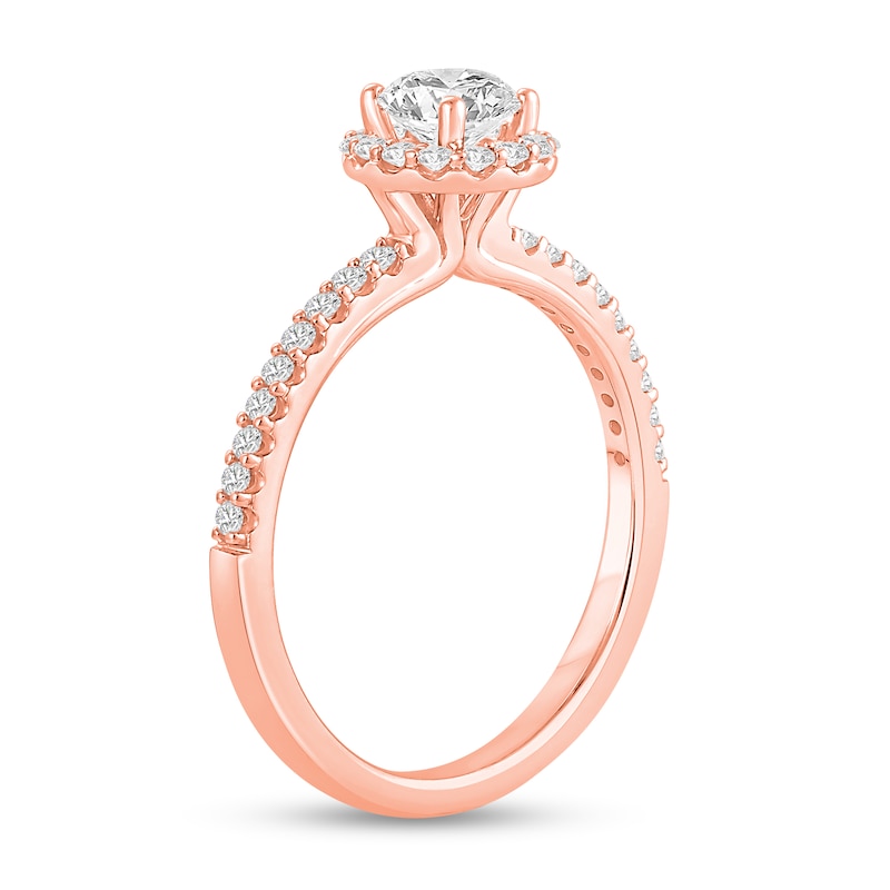 Main Image 2 of 3/4 CT. T.W. Certified Lab-Created Diamond Frame Engagement Ring in 14K Rose Gold (F/VS2)