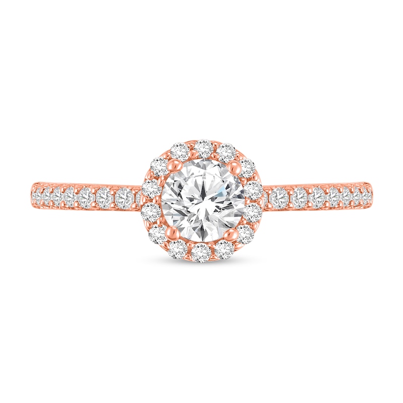 Main Image 3 of 3/4 CT. T.W. Certified Lab-Created Diamond Frame Engagement Ring in 14K Rose Gold (F/VS2)