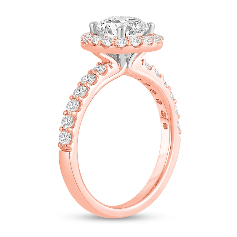 Main Image 2 of 2-1/4 CT. T.W. Certified Lab-Created Diamond Frame Engagement Ring in 14K Rose Gold (F/VS2)