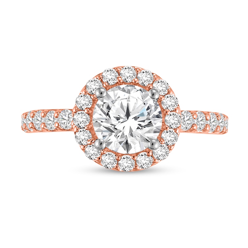 Main Image 3 of 2-1/4 CT. T.W. Certified Lab-Created Diamond Frame Engagement Ring in 14K Rose Gold (F/VS2)