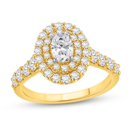 1-1/2 CT. T.W. Oval Certified Lab-Created Diamond Double Frame Engagement Ring in 14K Gold (F/VS2)