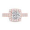 Thumbnail Image 3 of 2-1/2 CT. T.W. Princess Certified Lab-Created Diamond Cushion Frame Engagement Ring in 14K Rose Gold (F/VS2)