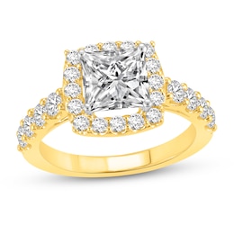 2-1/2 CT. T.W. Princess Certified Lab-Created Diamond Cushion Frame Engagement Ring in 14K Gold (F/VS2)