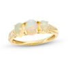 Thumbnail Image 1 of Oval Opal and Diamond Accent Three Stone Ring in 10K Gold