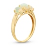 Thumbnail Image 3 of Oval Opal and Diamond Accent Three Stone Ring in 10K Gold