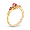 Thumbnail Image 3 of Pear-Shaped and Round Ruby with 1/15 CT. T.W. Diamond Frame Ring in 10K Gold