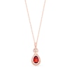 Thumbnail Image 1 of Pear-Shaped Garnet and Diamond Accent Open Frame Knot Pendant in 10K Rose Gold