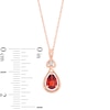 Thumbnail Image 3 of Pear-Shaped Garnet and Diamond Accent Open Frame Knot Pendant in 10K Rose Gold