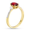 Thumbnail Image 2 of Oval Garnet, Cultured Freshwater Pearl and Diamond Accent Three Stone Ring in 10K Gold