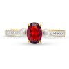 Thumbnail Image 3 of Oval Garnet, Cultured Freshwater Pearl and Diamond Accent Three Stone Ring in 10K Gold