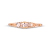 Thumbnail Image 4 of Oval and Pear-Shaped Morganite with Diamond Accent Three Stone Ring in 10K Rose Gold